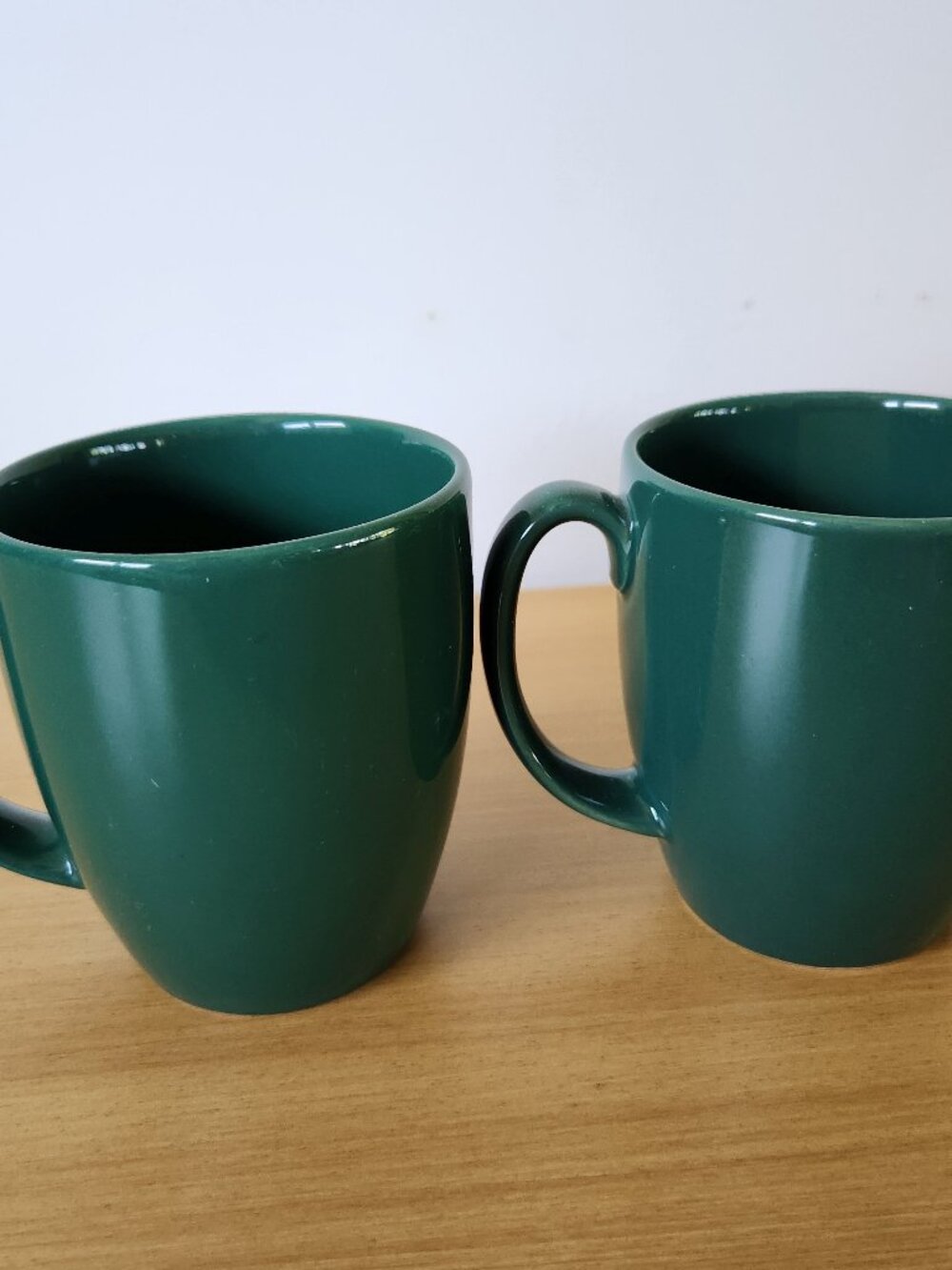 2 Corelle Mugs Solid Green Stoneware for Farm Fresh and Rosemarie Patterns